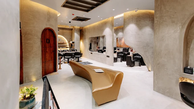 American Hairline Jaipur studio lounge seating and entrance